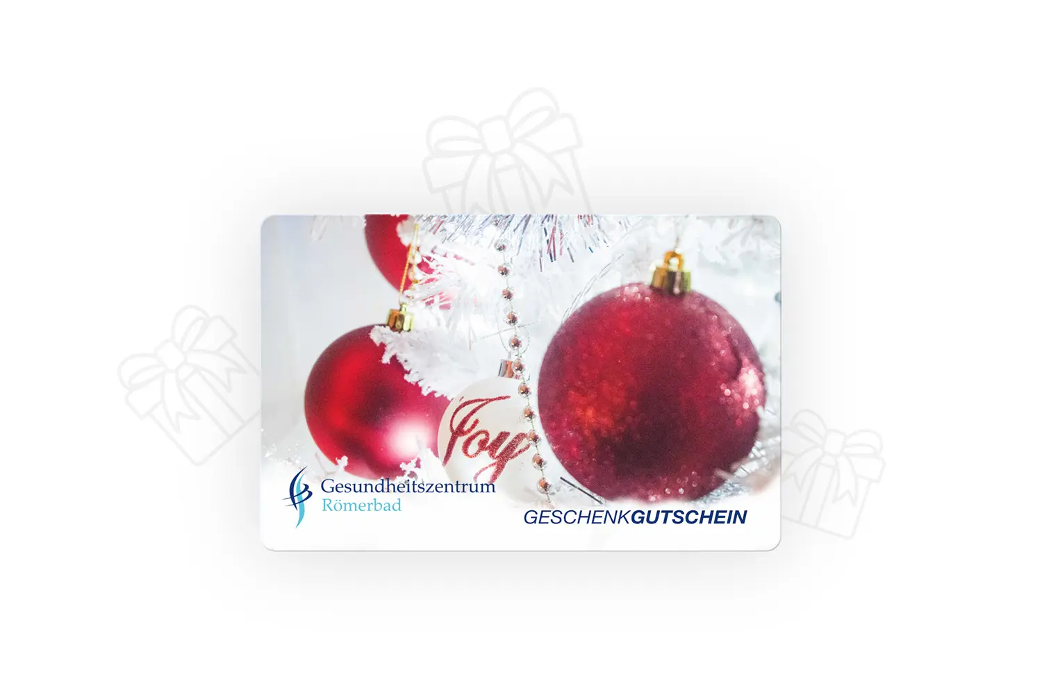 Weinachtsmotiv Gutscheinkarte Baum mit roter Kugel